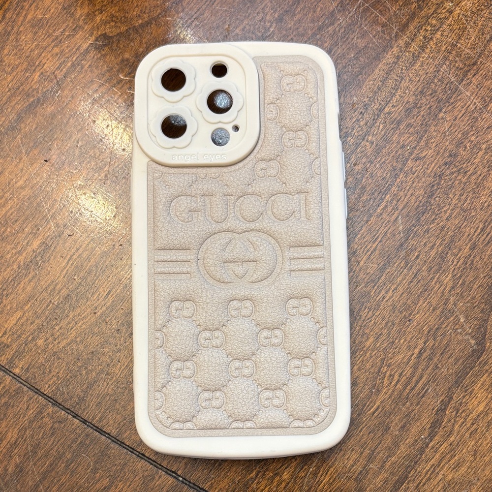 Gucci Cream Embossed Phone Case